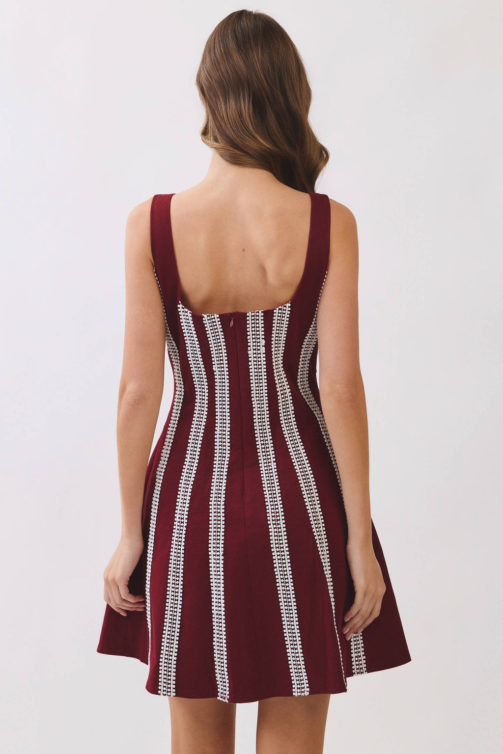 Contrast Vertical Trim Fit & Flare Mini Dress