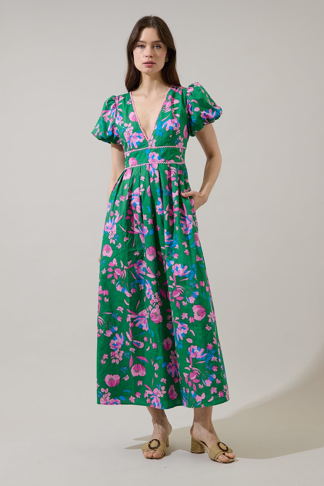 Green Floral Maxi Dress