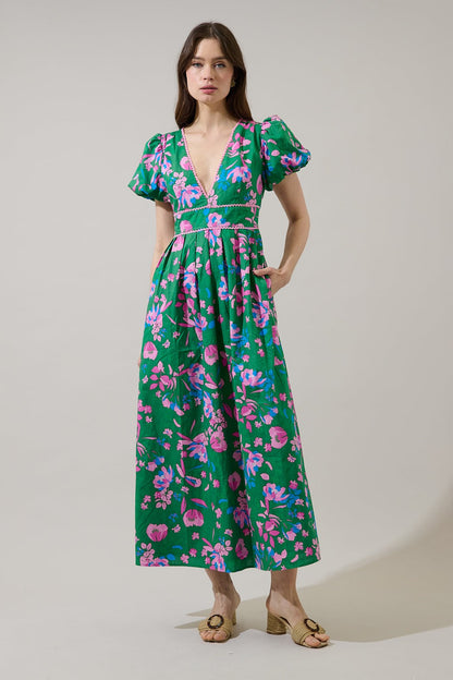 Green Floral Maxi Dress