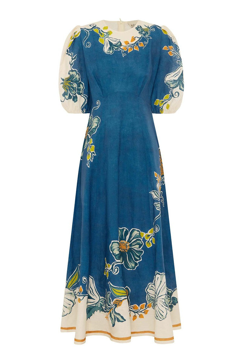 Floral Puff Sleeve Midi Dress