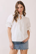 Puff Sleeve Blouse with tie collar
