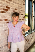 Blue with Red Stripes Top