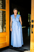 Blue Gingham Maxi Dress