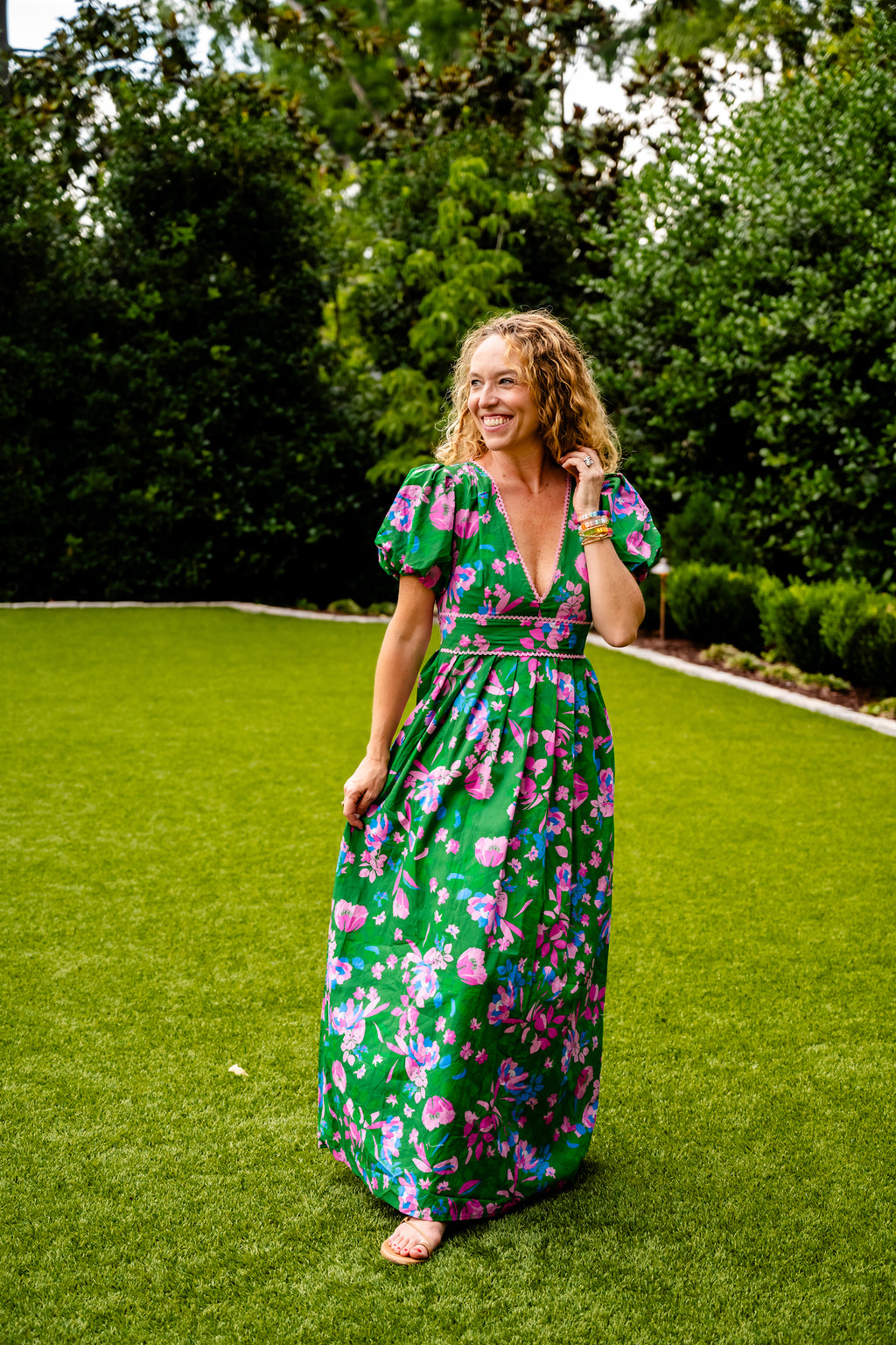 Green Floral Maxi Dress