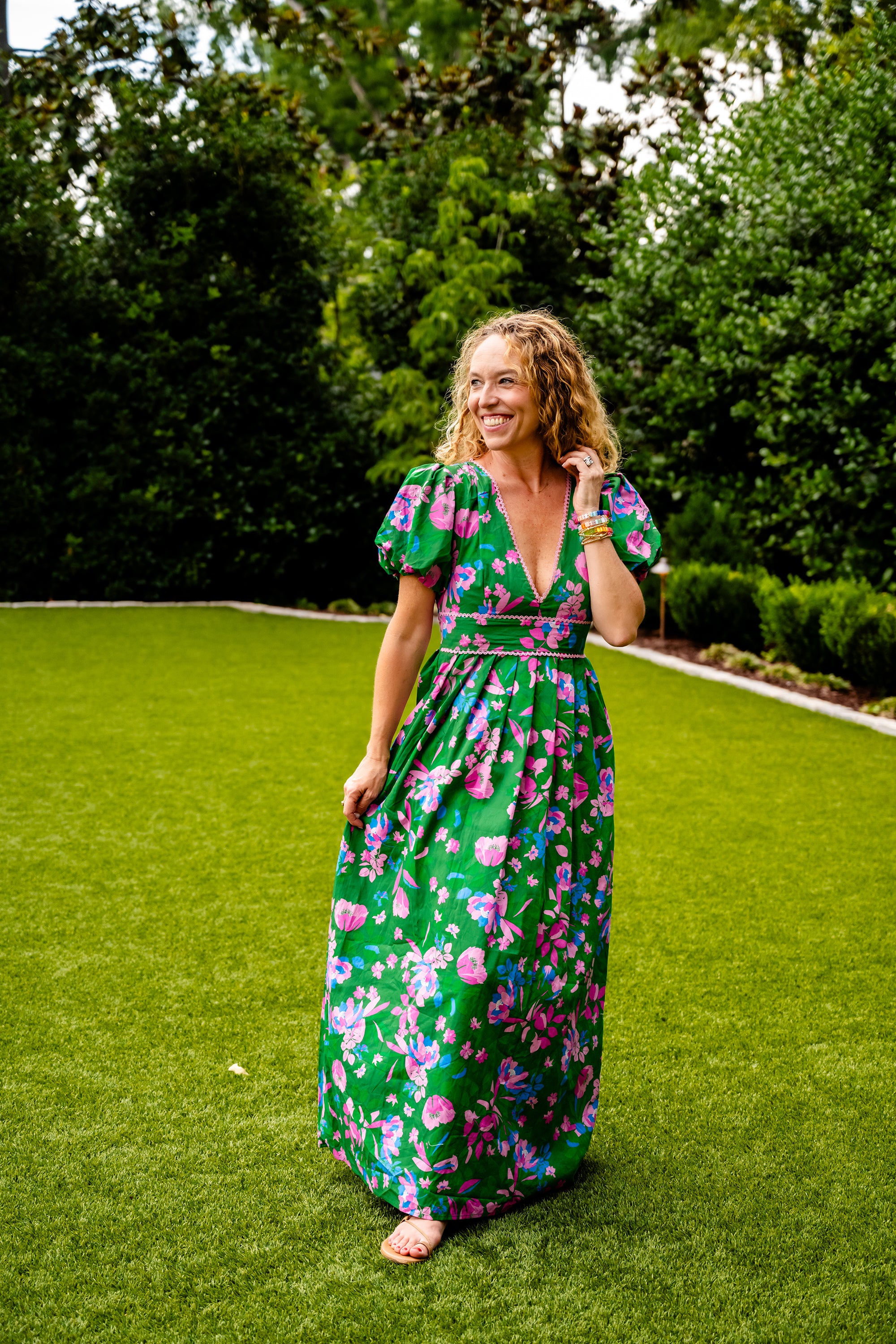 Green Floral Maxi Dress