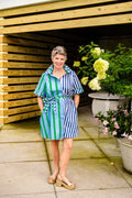 Short Sleeve Collared Striped Dress