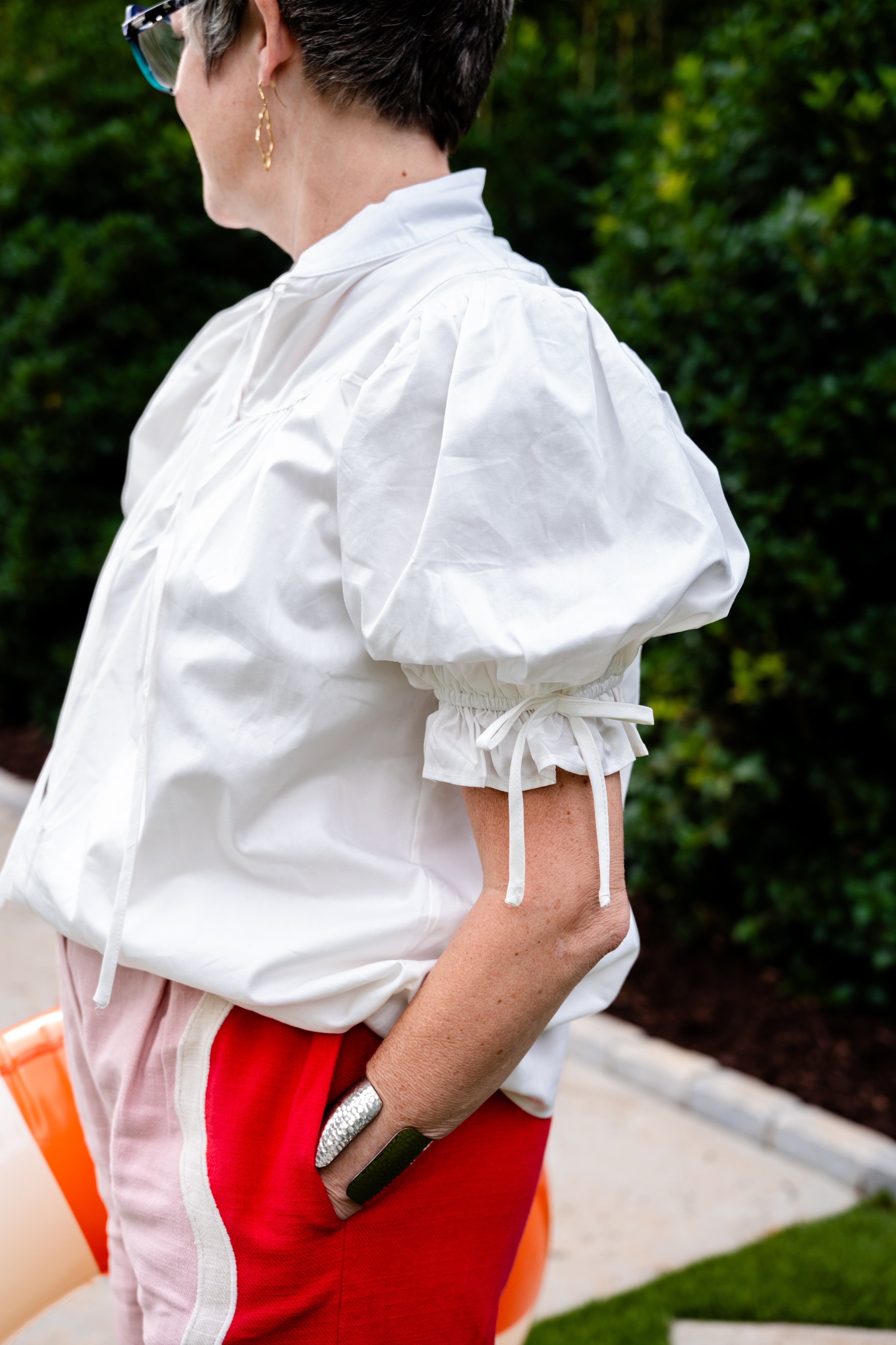 Puff Sleeve Blouse with tie collar