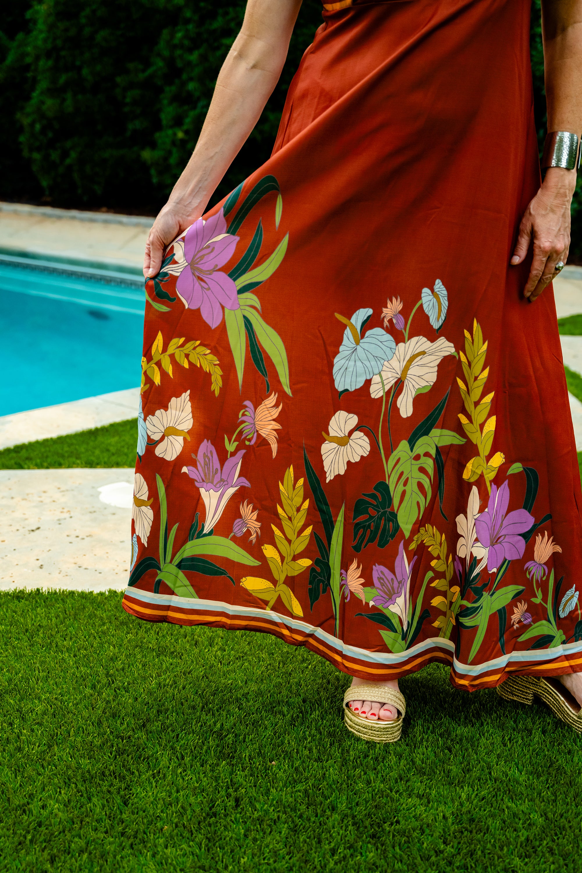 Floral Print Twist Front Dress